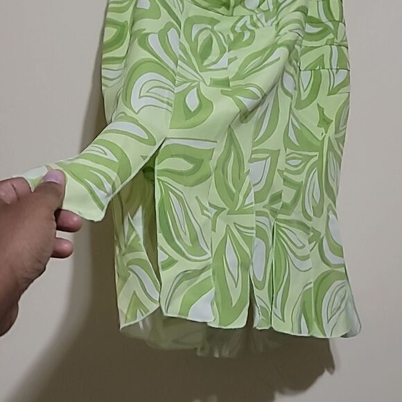 Essential G Green Floral Skirt Size 4 100% Silk - Picture 8 of 8
